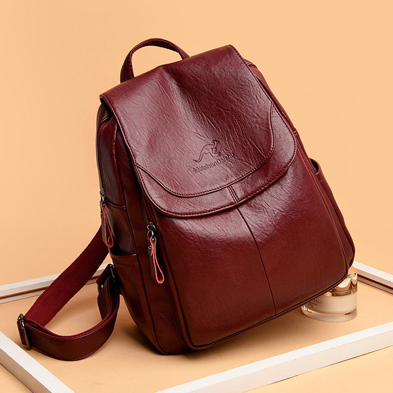 Leather Backpack Vintage - 9-farbige Damen-Rucksäcke aus weichem Leder, Vintage-Stil,