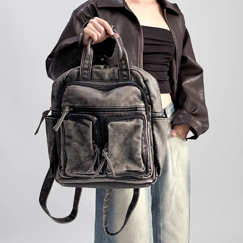 Leather Backpack Vintage - Luxuriöse, weiche, gewaschene Pu-Leder-Rucksäcke, trendige College-Taschen