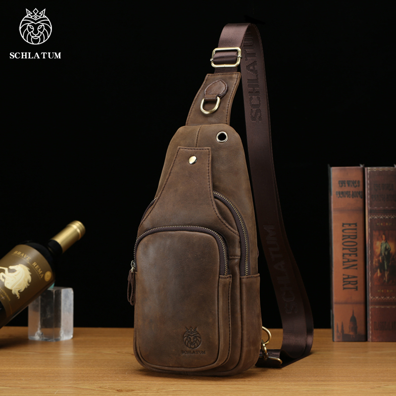 Leather Backpack Vintage - SCHLATUM Brusttasche aus 100 % echtem