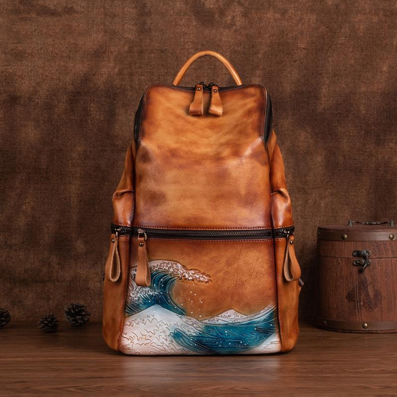 Leather Backpack Vintage - Echte echtem Weichem Leder Frauen Rucksack