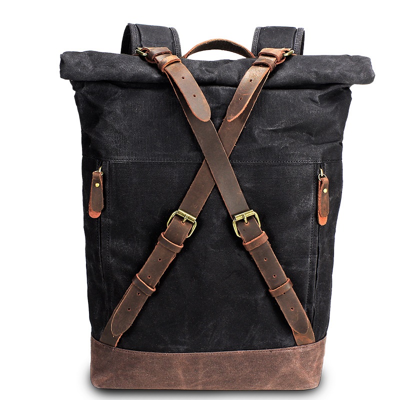 Leather Backpack Vintage - Retro Leinwand Leder Rucksäcke Für Männer