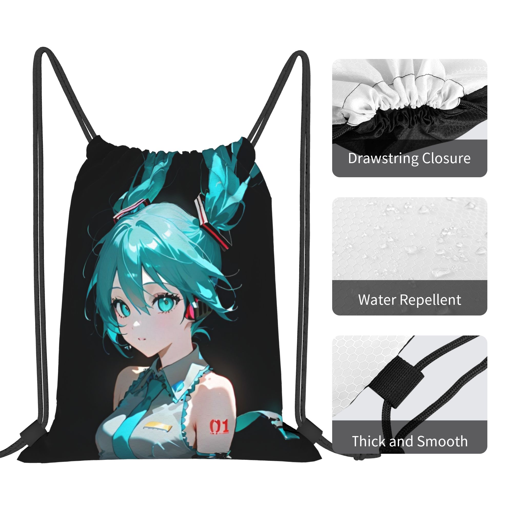 H-Hatsunes Mikus Bag Rucksack  – Drawstring Gym Bag Bewertung und Preis